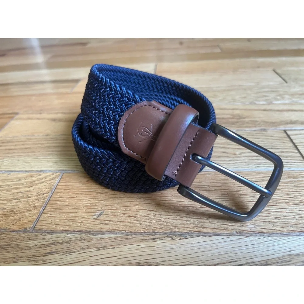 Original Penguin Mens Belt Leather Trim L Preppy Dadcore Golf Heritage Coastal
